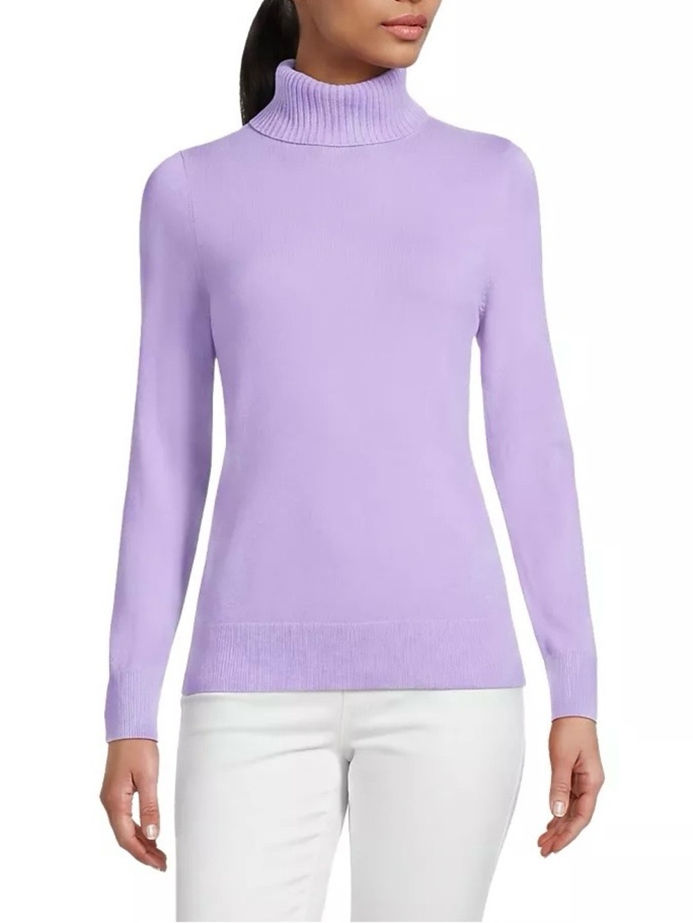 Lands' End 100% Cashmere Purple Lavender Turtleneck Sweater.Size 14